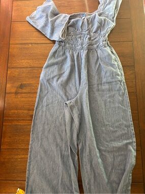 Women's Light Blue Wide-Leg Jumpsuit